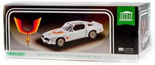Pontiac Firebird \"Fire Am\" 1977  by Very Special Equipment (VSE) *Artisan Collection*, silver with hood bird Greenlight 1:18